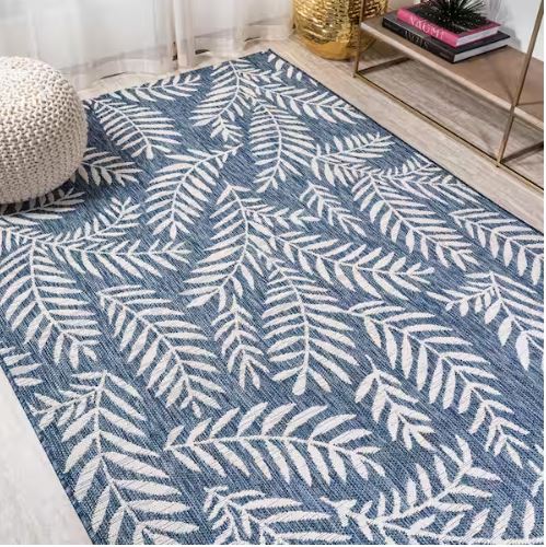 Nevis Palm Frond Navy/Ivory 5 ft. x 8 ft. Indoor/Outdoor Area Rug