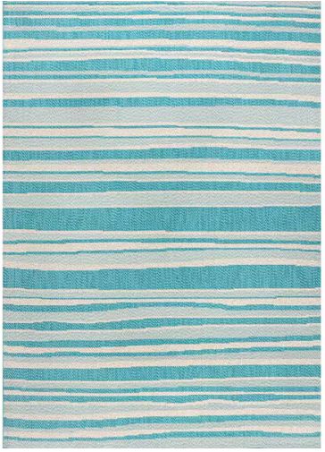 Castara Wavy Stripe Modern Aqua/Cream 5 ft. x 8 ft. Indoor/Outdoor Area Rug
