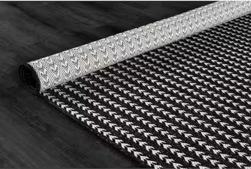 Arrow Black 8 ft. x 10 ft. Chevron Striped Washable Indoor Outdoor Area Rug