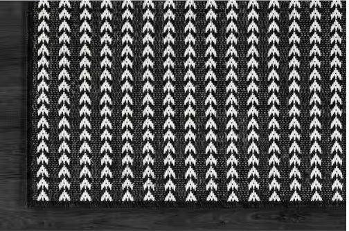 Arrow Black 8 ft. x 10 ft. Chevron Striped Washable Indoor Outdoor Area Rug