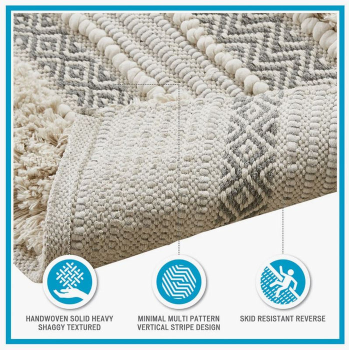 Woven Texture Stripe Bath Rug 20X32"