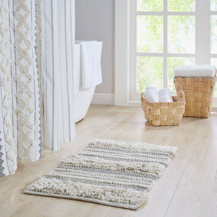 Woven Texture Stripe Bath Rug 20X32"