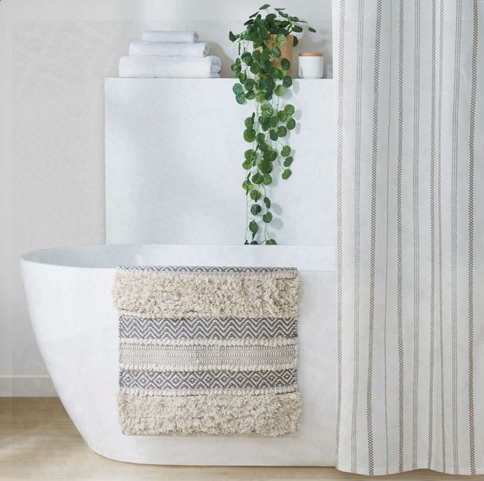 Woven Texture Stripe Bath Rug 20X32"