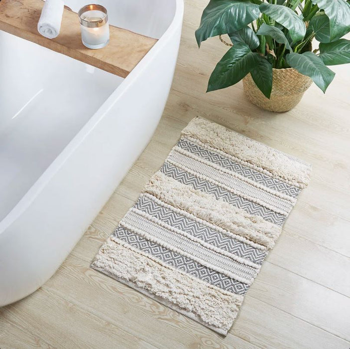 Woven Texture Stripe Bath Rug 20X32"