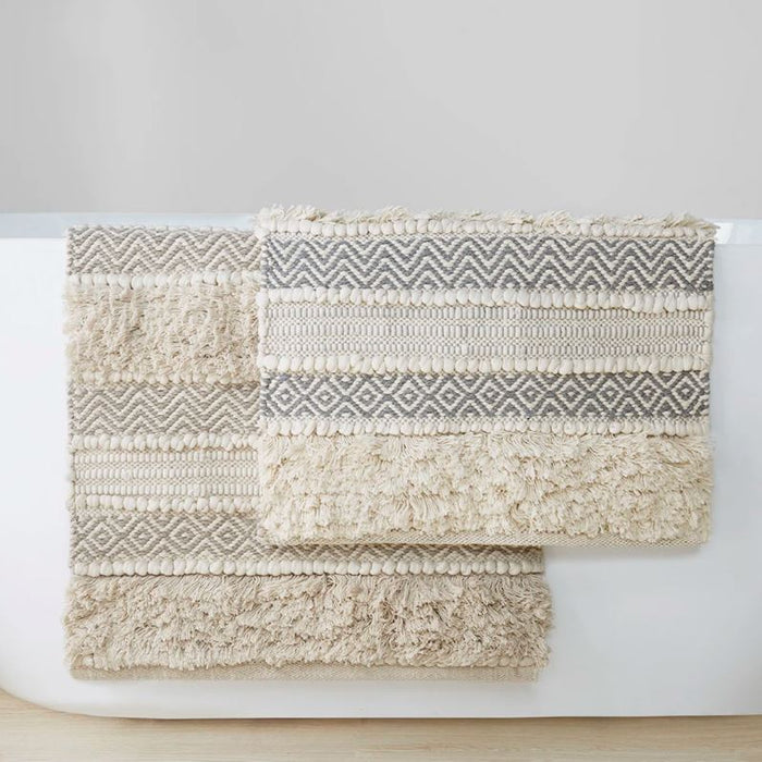 Woven Texture Stripe Bath Rug 20X32"