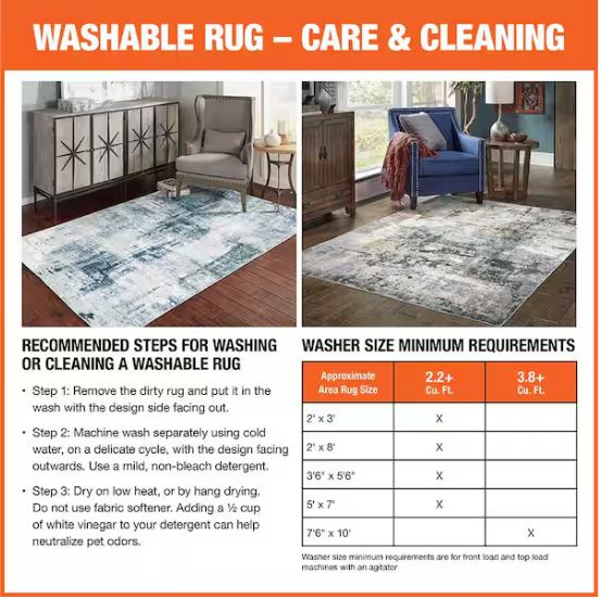 Harmony Denim 5 ft. x 7 ft. Indoor Machine Washable Area Rug