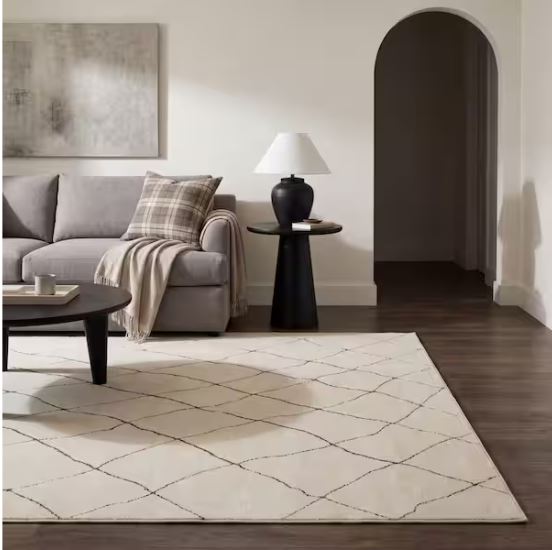 Ashton Ivory 7 ft. 10 in. X 10 ft. Geometric Polypropylene Area Rug