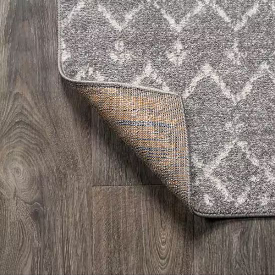 Moroccan HYPE Boho Vintage Diamond Gray/Ivory 5 ft. x 8 ft. Area Rug