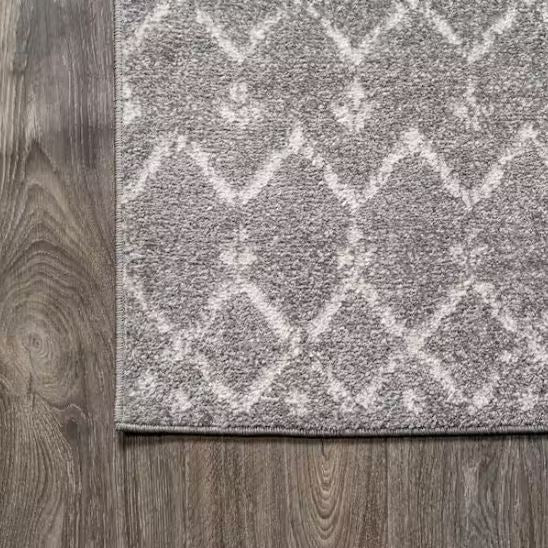 Moroccan HYPE Boho Vintage Diamond Gray/Ivory 5 ft. x 8 ft. Area Rug