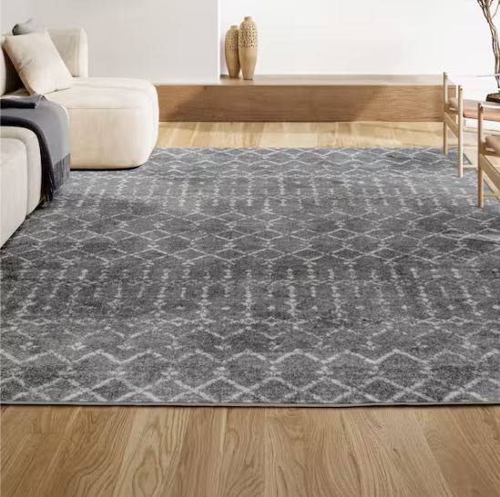 Moroccan HYPE Boho Vintage Diamond Gray/Ivory 5 ft. x 8 ft. Area Rug