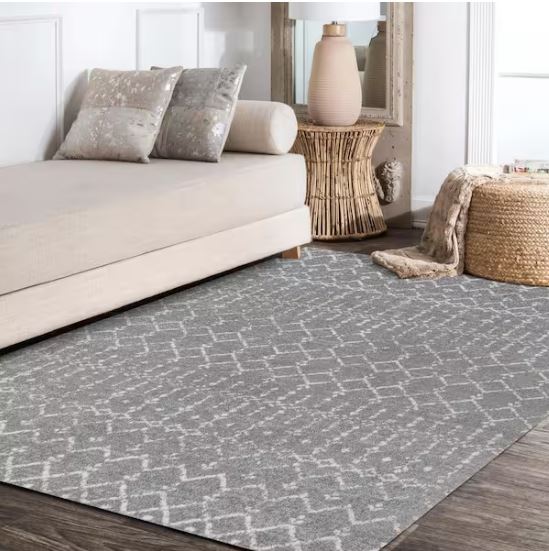 Moroccan HYPE Boho Vintage Diamond Gray/Ivory 5 ft. x 8 ft. Area Rug