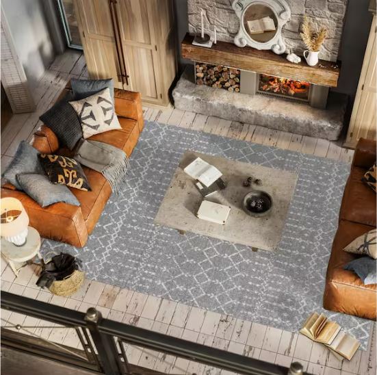 Moroccan HYPE Boho Vintage Diamond Gray/Ivory 5 ft. x 8 ft. Area Rug