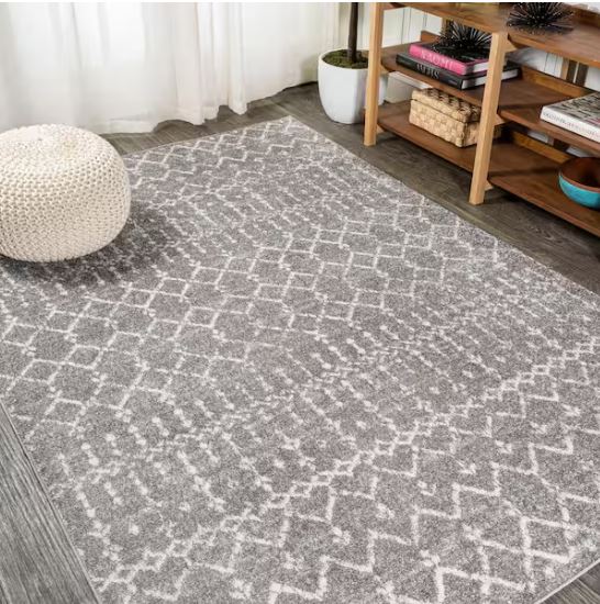 Moroccan HYPE Boho Vintage Diamond Gray/Ivory 5 ft. x 8 ft. Area Rug