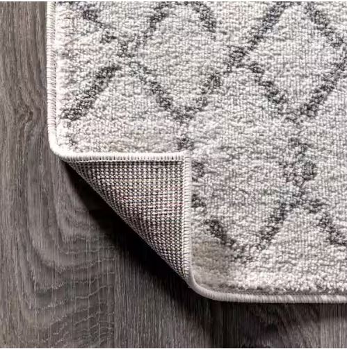 Moroccan Hype Boho Vintage Diamond Cream/Gray 8 ft. Round Area Rug
