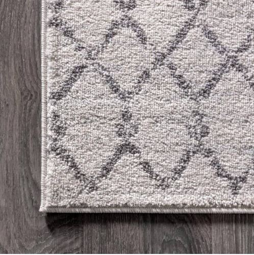 Moroccan Hype Boho Vintage Diamond Cream/Gray 8 ft. Round Area Rug
