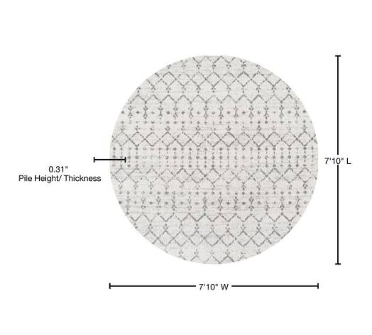 Moroccan Hype Boho Vintage Diamond Cream/Gray 8 ft. Round Area Rug
