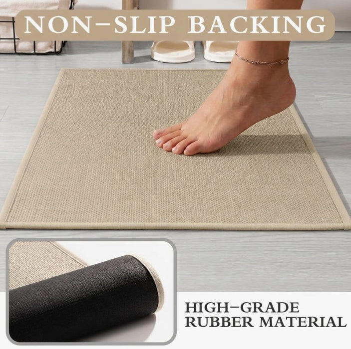 5 Piece Textured Linen-Look Bath Rug Set with Non-Slip Backing