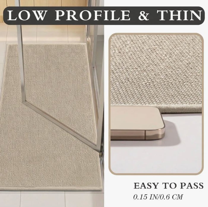 5 Piece Textured Linen-Look Bath Rug Set with Non-Slip Backing
