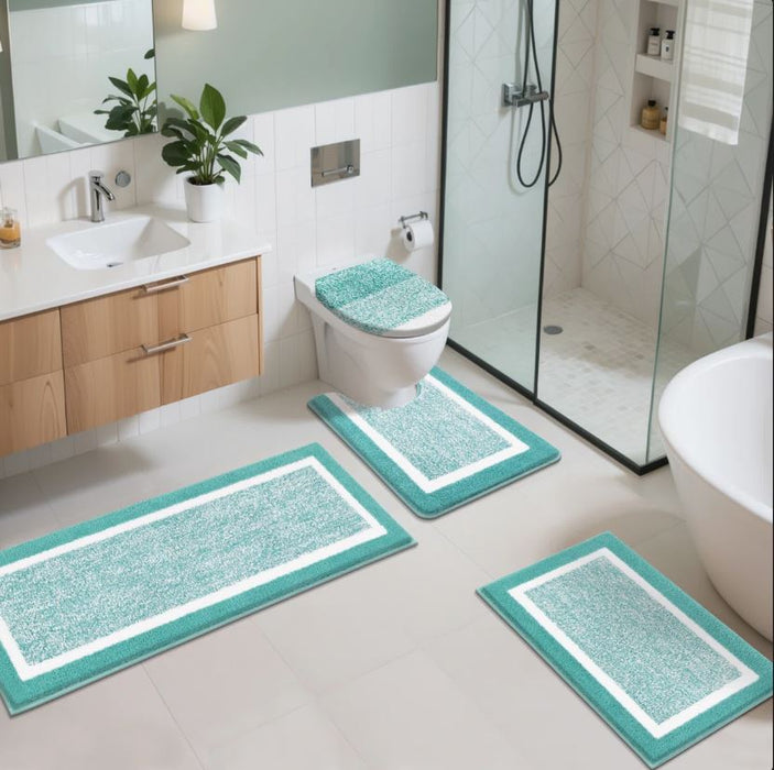 4 Piece Soft Absorbent Microfiber Bath Rug Set with Non-Slip Backing (Set of 4)