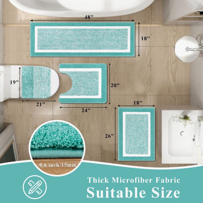 4 Piece Soft Absorbent Microfiber Bath Rug Set with Non-Slip Backing (Set of 4)