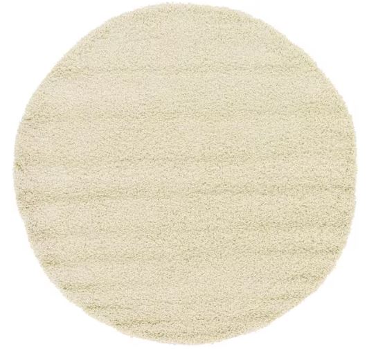 Solid Shag Pure Ivory 6 ft. Round Area Rug