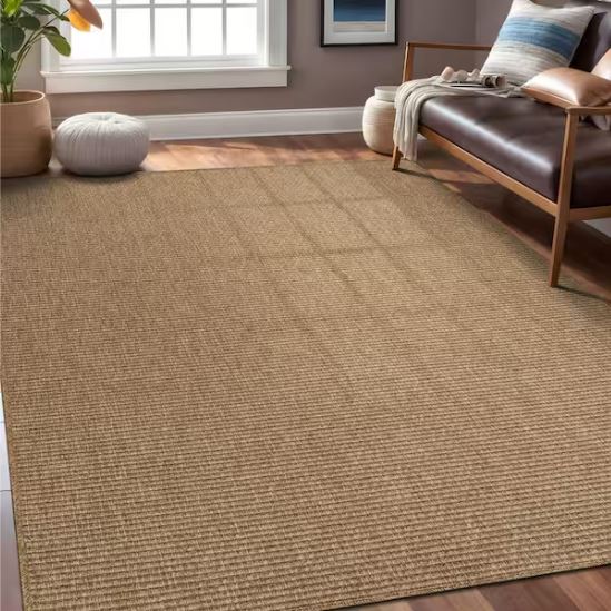 Terra Fiber Easy Jute Natural 9 ft. x 12 ft. Solid Indoor Outdoor Area Rug