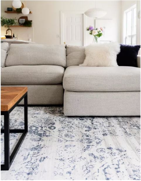 Unique Loom Chateau Collection Area Rug - Hoover (9' 10" x 14' 3" Rectangle Dark Blue/Beige)