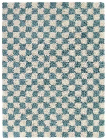 Mackie Aqua 5 ft. 3 in. x 7 ft. Checkered Area Rug