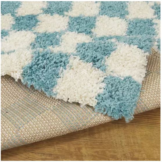 Mackie Aqua 5 ft. 3 in. x 7 ft. Checkered Area Rug