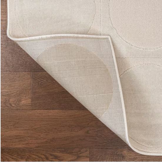 Helena Modern Geometric Circles In Squares High-Low White/Cream 5 ft. x 8 ft. Area Rug