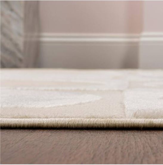 Helena Modern Geometric Circles In Squares High-Low White/Cream 5 ft. x 8 ft. Area Rug