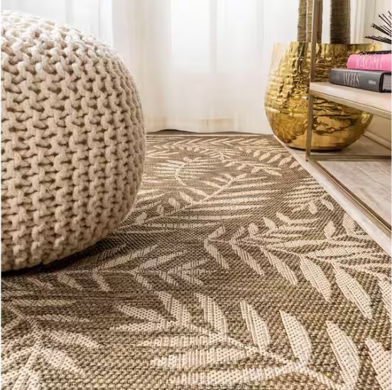 Nevis Palm Frond Brown/Beige 5 ft. x 8 ft. Indoor/Outdoor Area Rug