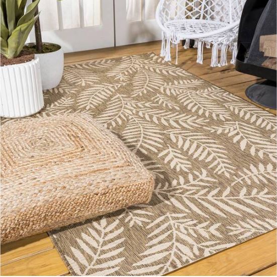 Nevis Palm Frond Brown/Beige 5 ft. x 8 ft. Indoor/Outdoor Area Rug
