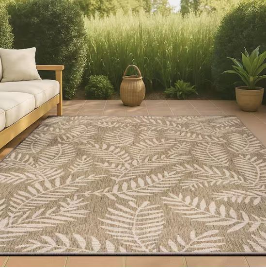 Nevis Palm Frond Brown/Beige 5 ft. x 8 ft. Indoor/Outdoor Area Rug