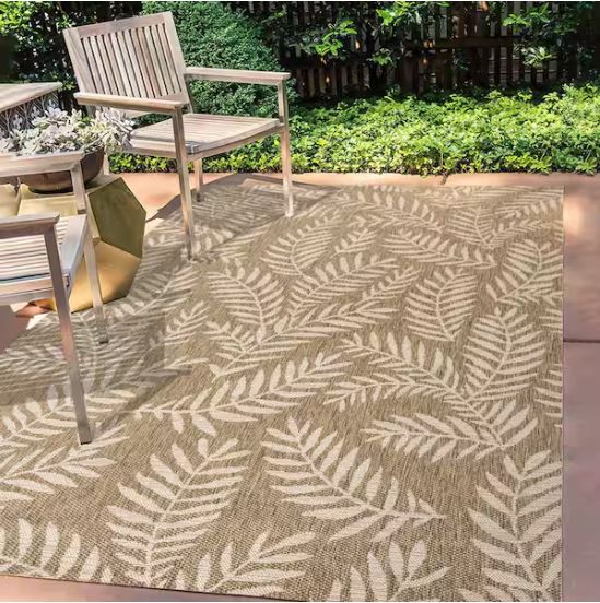 Nevis Palm Frond Brown/Beige 5 ft. x 8 ft. Indoor/Outdoor Area Rug