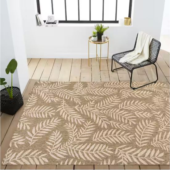 Nevis Palm Frond Brown/Beige 5 ft. x 8 ft. Indoor/Outdoor Area Rug