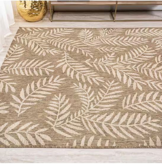 Nevis Palm Frond Brown/Beige 5 ft. x 8 ft. Indoor/Outdoor Area Rug