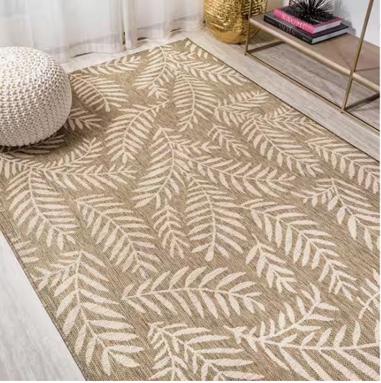 Nevis Palm Frond Brown/Beige 5 ft. x 8 ft. Indoor/Outdoor Area Rug