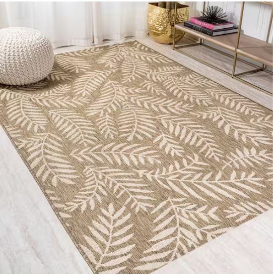 Nevis Palm Frond Brown/Beige 5 ft. x 8 ft. Indoor/Outdoor Area Rug