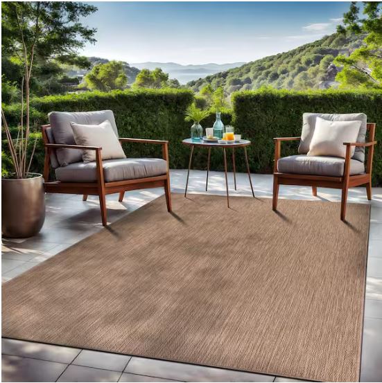 8 X 10 Jute Aloha Washable Solid Indoor Outdoor Area Rug
