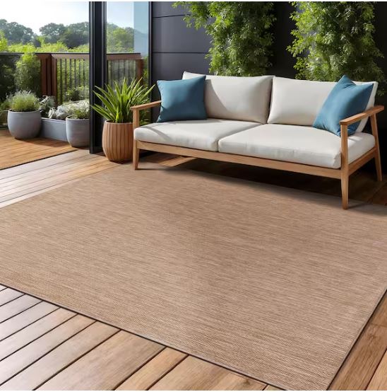 8 X 10 Jute Aloha Washable Solid Indoor Outdoor Area Rug