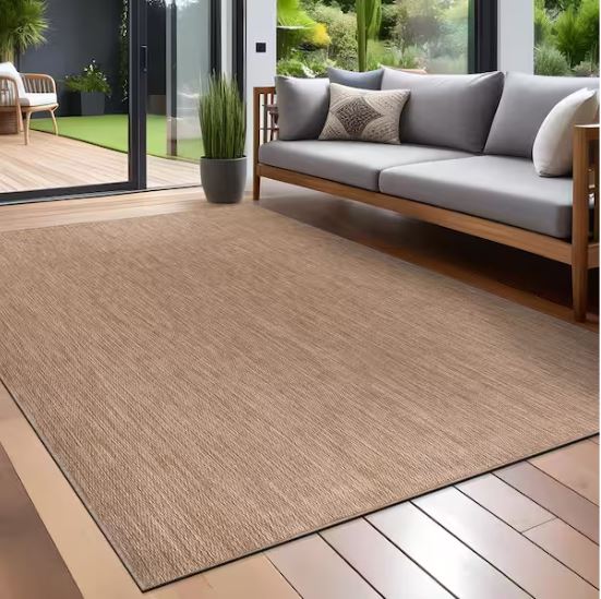 8 X 10 Jute Aloha Washable Solid Indoor Outdoor Area Rug