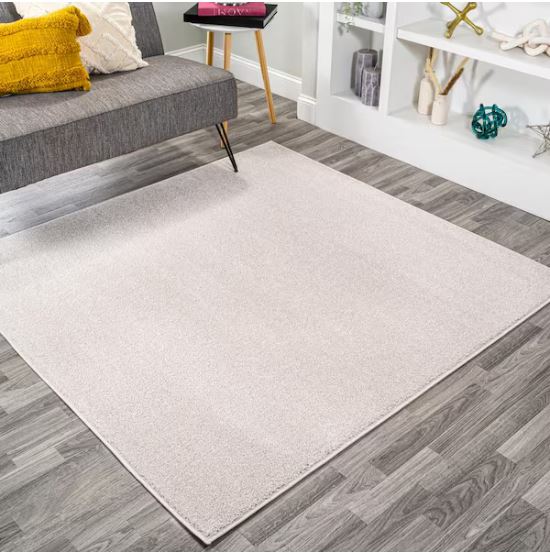 Haze Solid Low-Pile Ivory 7 ft. Square Area Rug