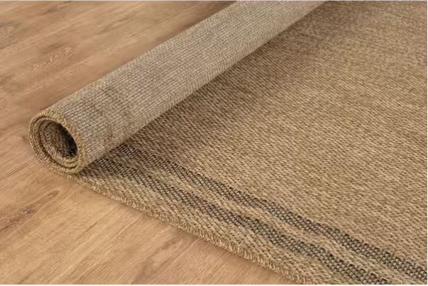 Haven 9 ft. x 12 ft. Natural Border Striped Washable Easy Jute Modern Indoor Outdoor Area Rug