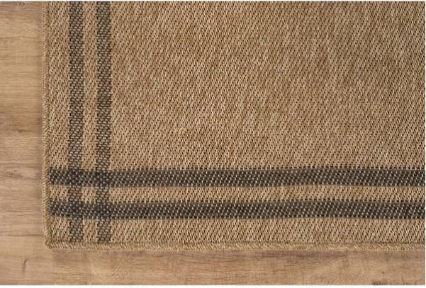 Haven 5 ft. x 7 ft. Natural Border Striped Washable Easy Jute Modern Indoor Outdoor Area Rug