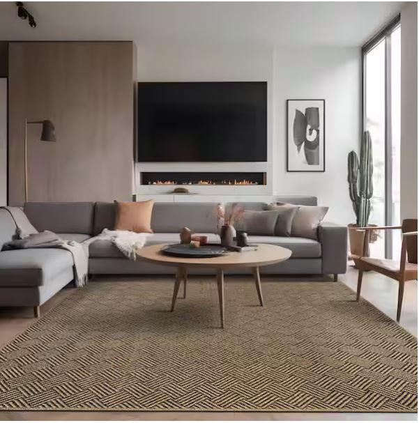 Haven 8 ft. x 10 ft. Natural Basketweave Washable Easy Jute Modern Indoor Outdoor Area Rug