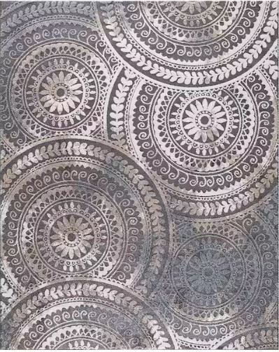 Spiral Medallion 7 ft. x 9 ft. Gray Geometric Area Rug