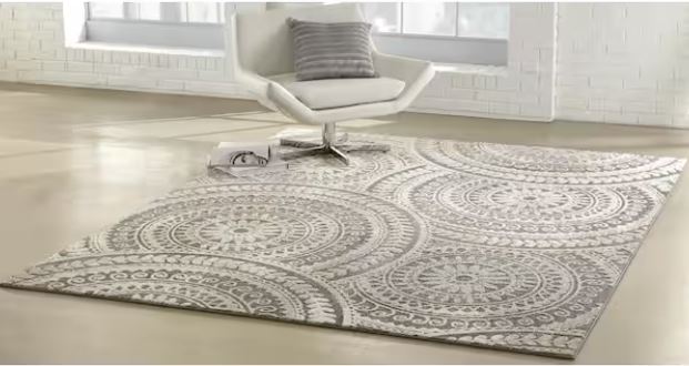 Spiral Medallion 7 ft. x 9 ft. Gray Geometric Area Rug