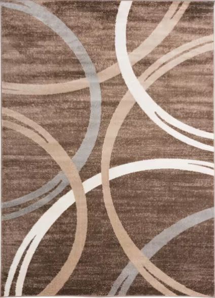 Modern Abstract Circles Brown 7 ft. 10 in. x 10 ft. 2 in. Indoor Area Rug