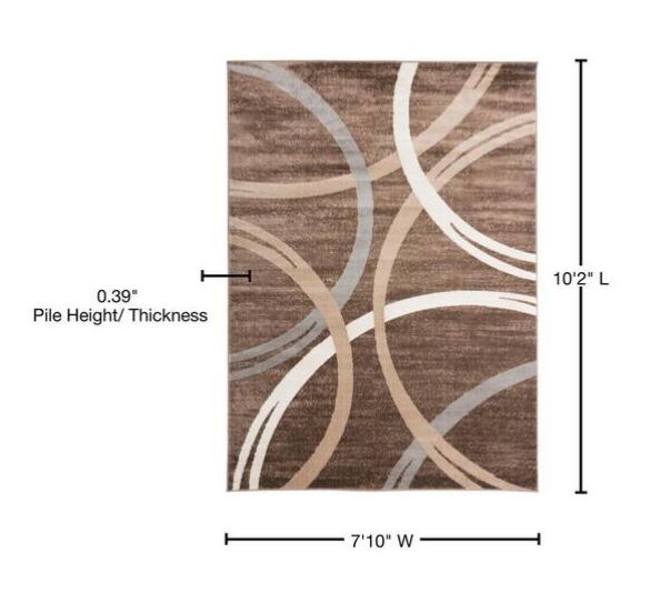 Modern Abstract Circles Brown 7 ft. 10 in. x 10 ft. 2 in. Indoor Area Rug